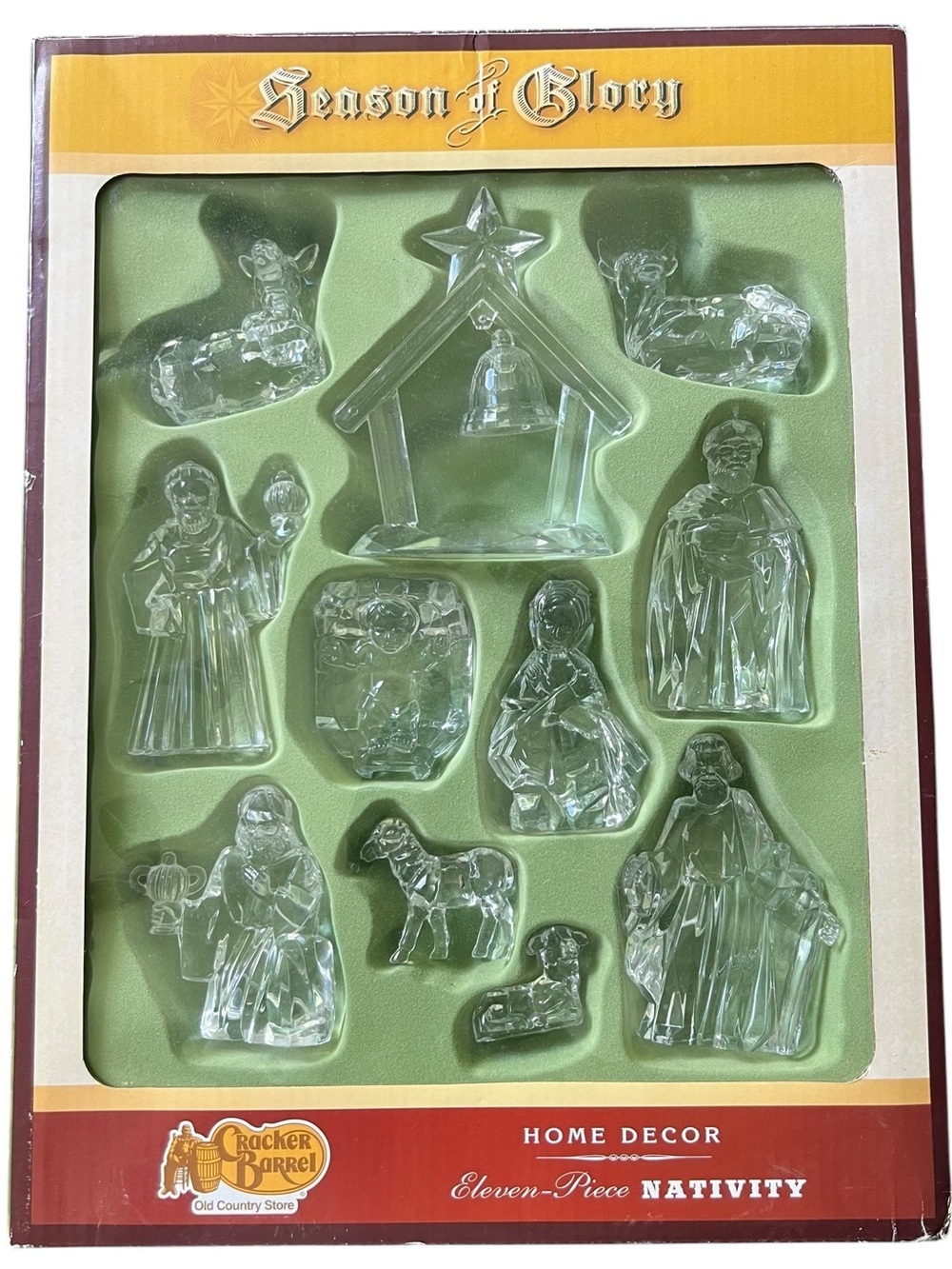 Cracker Barrel Season Of Glory 11 Piece Acrylic Nativity Set In Box Decor
